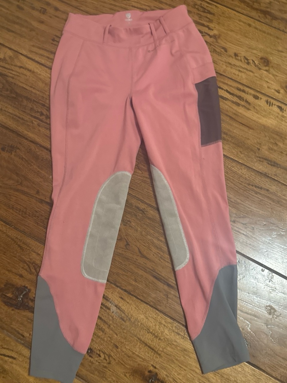 Women’s Pink Performance Riding Leggings with Contrast Knee Panels